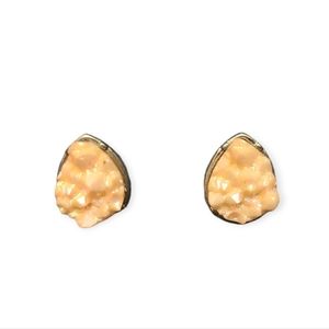 Peach Druzy Raindrop Stud Earrings